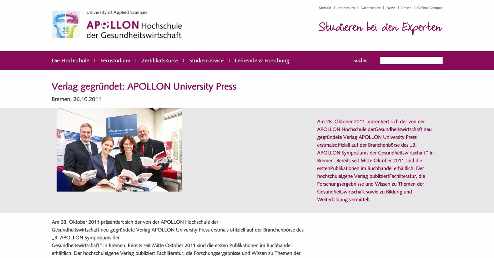 Die APOLLON University Press umfasst Monografien, Sammelbände und Thesenpapiere.